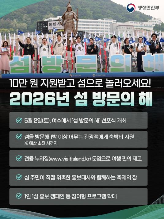 행정안전부,10만 원 지원받고 섬으로 놀러오세요! 기사 이미지